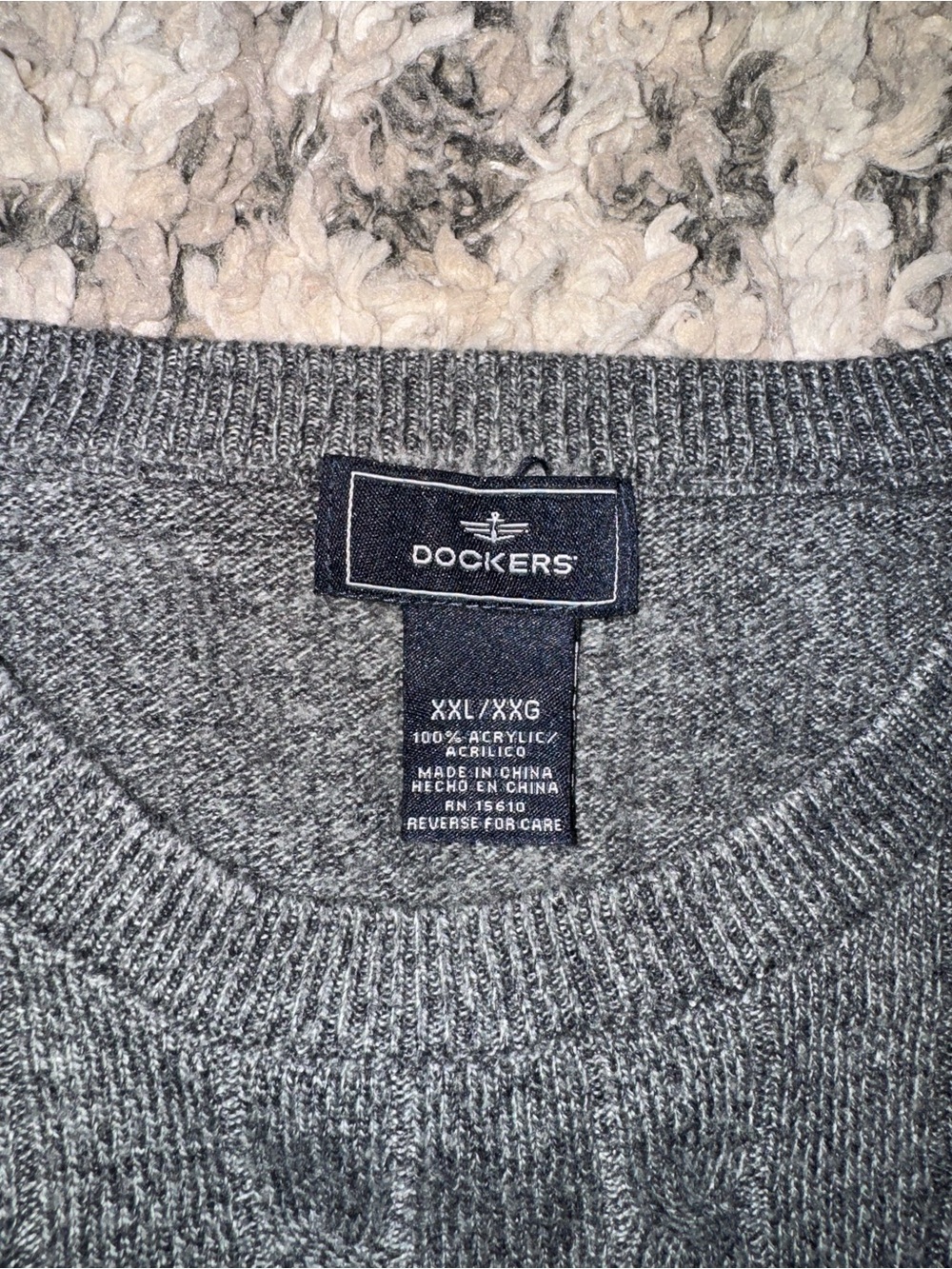 Patchwork Cable Crewneck Sweater - Olive/Gray - Picture 3 of 3